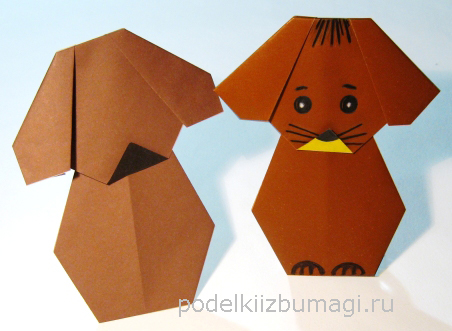 Собачки из бумаги оригами